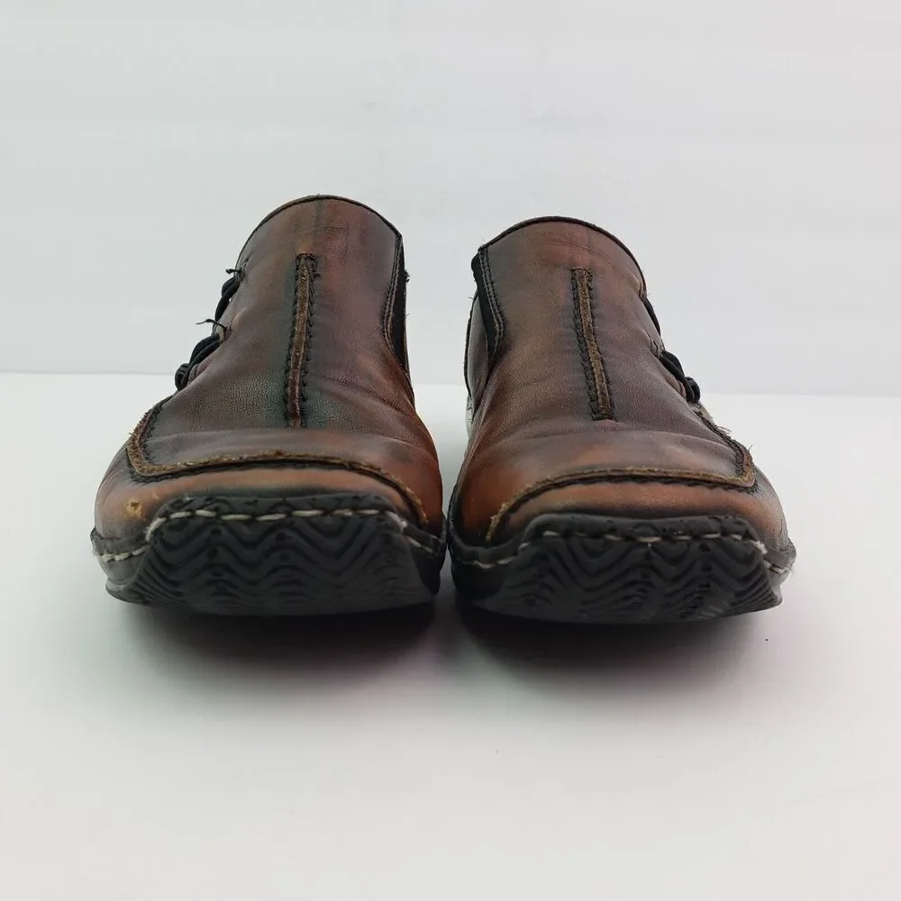 Rieker Celia Antistress Womens Size EU 39 US 8 Brown Leather Slip On Loafer Shoe